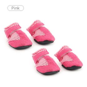 Wholesale 4pcs/set waterproof winter non-slip rain boots (Color: Pink, size: M)