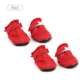 Wholesale 4pcs/set waterproof winter non-slip rain boots (Color: Red, size: L)