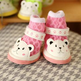 Wholesale breathable mesh small and medium dog and cat shoes (Color: Pink, size: 3)