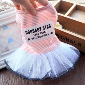 pet dog clothes skirt (Color: Korean Striped Tutu Skirt-Pink)