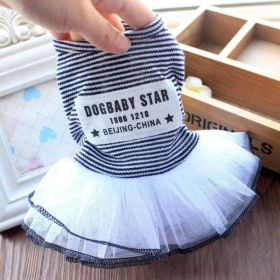 pet dog clothes skirt (Color: Korean Striped Tutu Skirt-Black)