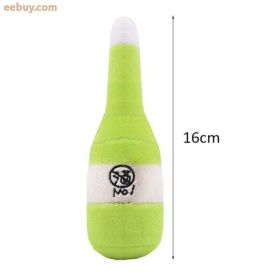 dog bite resistant toy squeaky (Color: Green Wine bottle)