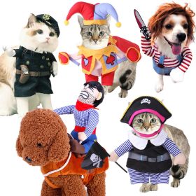 Summary of pet cowboy riding into pet supplies costume cospaly Halloween dog clothes (Color: B07404 black, size: L)