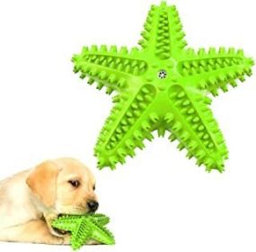 Dog Chew Toys, Natural Rubber Starfish-Shaped Dog Toys, Interactive Treats, Squeaky Dog Toothbrush Cleaner Teething Toys, Outdoor Puzzle Training Toy (Color: green)