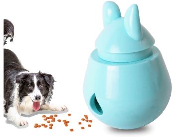 Pet Tumbler Food Leaking Toy Dog Interactive Puzzle Toy Bite Resistant Iq Training Toy (Color: Blue)