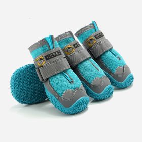Pet Non-Skid Booties, Waterproof Socks Breathable Non-Slip with 3m Reflective Adjustable Strap Small to Large Size (4PCS/Set) Paw Protector (Color: Blue, size: S)