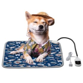 Pet Heating Pad Dog Electric Waterproof Mat Warming Bed Indoor Heated Bed (Color: Blue, size: large)