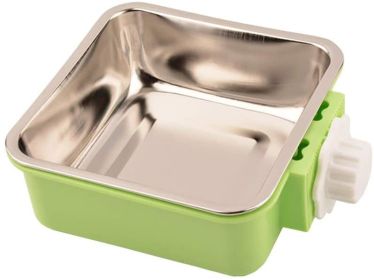 Stainless Steel Pet Crate Bowl Removable Cage Hanging Bowls with Bolt Holder for Pets (Color: green)