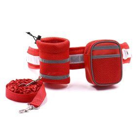 Comfortable Handle Strong Dog Leash Set Highly Reflective Threads for Medium and Large Dogs (Color: Red)