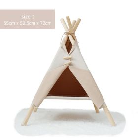 Pet Teepee Cat Bed House Portable Folding Tent with Thick Cushion Easy Assemble Fit Spring Summer for Dog Puppy Cat Indoor (Color: Beige)