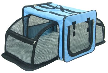 Pet Life Capacious Dual-Expandable Wire Folding Lightweight Collapsible Travel Pet Dog Crate (Color: Blue, size: X-Small)