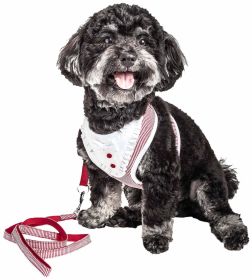 Pet Life Luxe 'Spawling' 2-In-1 Mesh Reversed Adjustable Dog Harness-Leash W/ Fashion Bowtie (Color: Red, size: X-Small)