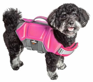Dog Helios 'Tidal Guard' Multi-Point Strategically-Stitched Reflective Pet Dog Life Jacket Vest (Color: Pink, size: medium)