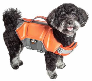 Dog Helios 'Tidal Guard' Multi-Point Strategically-Stitched Reflective Pet Dog Life Jacket Vest (Color: Orange, size: small)