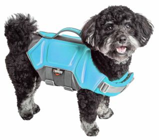 Dog Helios 'Tidal Guard' Multi-Point Strategically-Stitched Reflective Pet Dog Life Jacket Vest (Color: Blue, size: small)