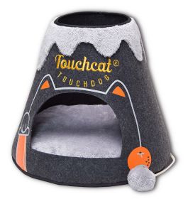 Touchcat Molten Lava Designer Triangular Cat Pet Kitty Bed House With Toy (Color: Black/White)