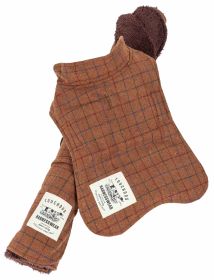 Touchdog 2-In-1 Windowpane Plaided Dog Jacket With Matching Reversible Dog Mat (Color: Brown, size: large)