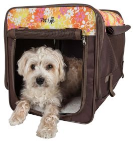 Floral Folding Collapsible Lightweight Wire Framed Tent Pet Crate (size: large)