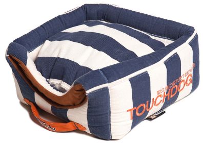 Touchdog Polo-Striped Convertible and Reversible Squared 2-in-1 Collapsible Dog House Bed (SKU: PB36BLLG)