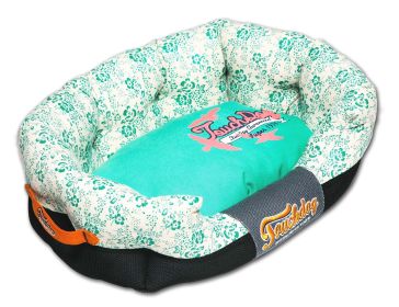 Touchdog Floral-Galore Ultra-Plush Rectangular Rounded Designer Dog Bed (size: medium)