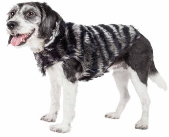 Pet Life Luxe 'Chauffurry' Beautiful Designer Zebra Patterned Mink Fur Dog Coat Jacket (size: small)