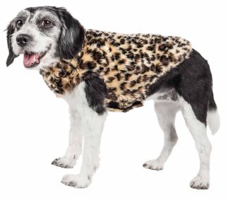 Pet Life Luxe 'Poocheetah' Ravishing Designer Spotted Cheetah Patterned Mink Fur Dog Coat Jacket (size: large)