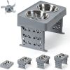 DZKAPETS Elevated Dog Bowls, Adjustable Raised Dog Bowl Stand with Slow Feeder for Large Medium Small Dogs, 2 Stainless Steel Dog Dish Bowls for Food