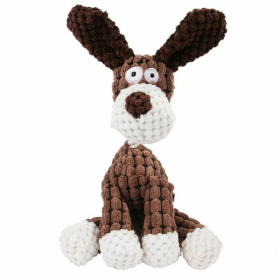 Funny Pet Puppy Chew Squeaker Squeaky Plush Sound Toys Clean Teeth Dog Play Toy (Material: Corduroy, Color: Brown)