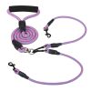 Double Dogs Leash No-Tangle Dogs Lead Reflective Dogs Walking Leash w/ Swivel Coupler Padded Handle