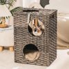 Rattan Cat Litter,Cat Bed with Rattan Ball and Cushion