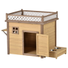 31.5' Wooden Dog House Puppy Shelter Kennel Outdoor & Indoor Dog crate, with Flower Stand, Plant Stand, With Wood Feeder
