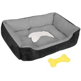 Pet Dog Bed Soft Warm Fleece Puppy Cat Bed Dog Cozy Nest Sofa Bed Cushion Mat XL Size (Color: Black, size: XL)