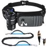 Hands Free Dog Leash with Zipper Pouch for Medium Large Dogs Running Walking Training Hiking, Adjustable Waist Belt with Reflective Threading, Retract