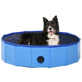 Pet Dog Bath Foldable Dog Swimming Pool PVC (Color: Blue, size: 31.5"x7.9")