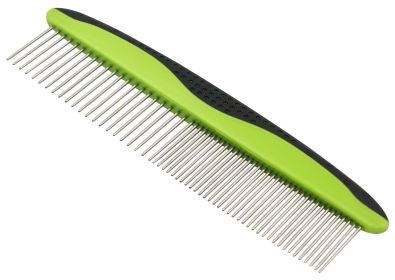 Pet Life Grip Ease' Wide and Narrow Tooth Grooming Pet Comb (Color: green)