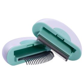 Pet Life 'LYNX' 2-in-1 Travel Connecting Grooming Pet Comb and Deshedder (Color: green, size: large)
