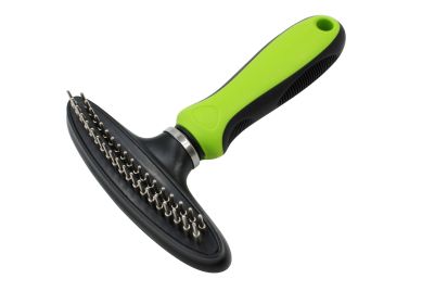 Pet Life Flex Series Dual-Row Grooming Rake Pet Comb (Color: green)