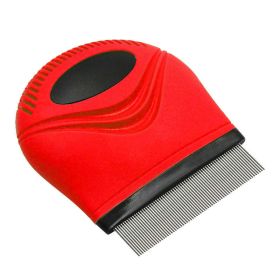 Pet Life 'Grazer' Handheld Travel Grooming Cat and Dog Flea and Tick Comb (Color: Red)