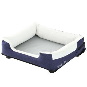 Pet Life "Dream Smart" Electronic Heating and Cooling Smart Pet Bed (Color: Navy, size: medium)