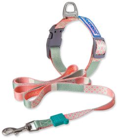 Touchdog 'Trendzy' 2-in-1 Matching Fashion Designer Printed Dog Leash and Collar (Color: Pink / Purple, size: medium)