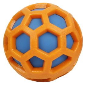 Pet Life 'DNA Bark' TPR and Nylon Durable Rounded Squeaking Dog Toy (Color: Orange / Blue)