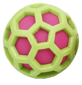 Pet Life 'DNA Bark' TPR and Nylon Durable Rounded Squeaking Dog Toy (Color: Green / Pink)