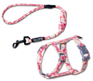 Touchcat 'Radi-Claw' Durable Cable Cat Harness and Leash Combo (Color: Pink, size: small)