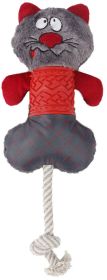 Pet Life 'All-in-Fun' Nylon and Rope Squeaking Rubber Rope and Plush Dog Toy (Color: Red / Grey)