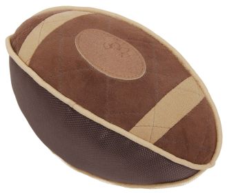 Pet Life 'Pugskin' Durable Oxford Nylon and Mesh Plush Squeaky Football Dog Toy (Color: Brown)
