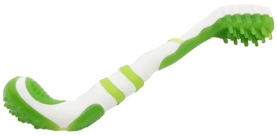 Pet Life 'Denta-Brush' TPR Durable Tooth Brush and Dog Toy (Color: green)