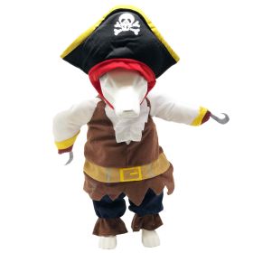 Pet Life 'Captain Snuggles' Pirate Pet Dog Costume Uniform (Color: Navy, size: medium)