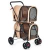 Double Pet Stroller 4-in-1 With Detachable Carrier And Travel Carriage