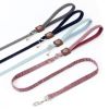 Reflective Dog Leash for Small Medium Dog with Comfortable handle and Nylon Webbing Shiny Suede Fabric