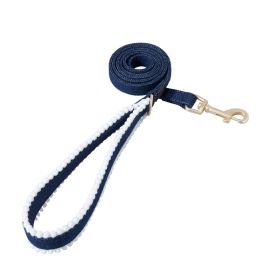 4FT Dog Leash with Soft Padded Handle,Heavy Duty Tangle-free Swivel Leash with double layer of high quality Denim Fabric (Color: Dark Blue, size: M)
